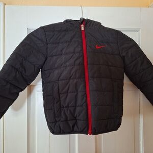 Nike Black Puffer Jacket with Red Accents